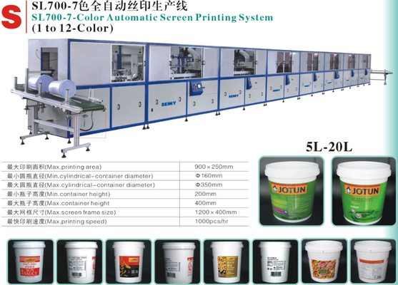 7-20L 18個/分 1-7色 プラスチック丸バケツUVスクリーン印刷機