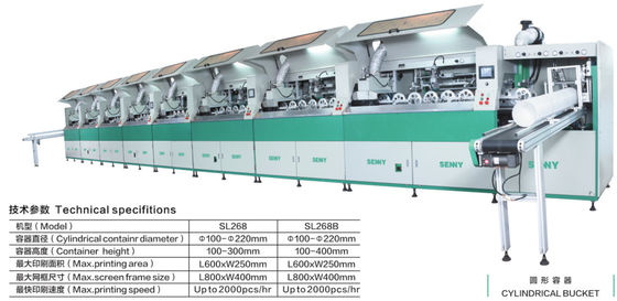 600*250mm 2000pcs/Hr 円筒状のバケツのための多彩スクリーン印刷機